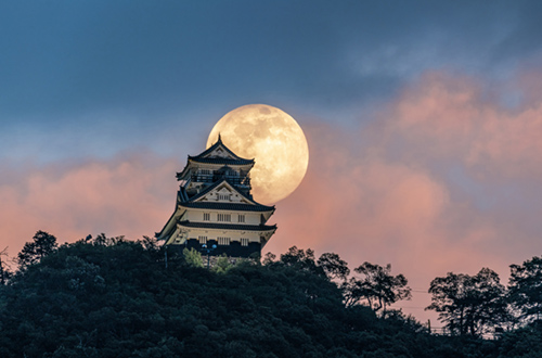 Castello di Gifu con Luna